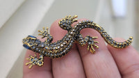 Vintage look gold plated stunning lizard gecko brooch suit coat broach pin b65