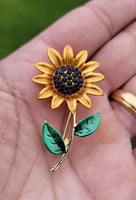 Sun flower brooch celebrity valentines day pin vintage look queen broach s17 new