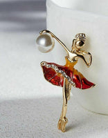 Vintage look gold plated dance girl lady brooch suit coat red broach pin ha15