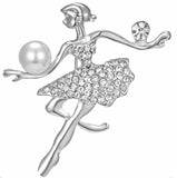 Vintage look silver plated dance girl lady brooch suit coat broach cute pin ha11
