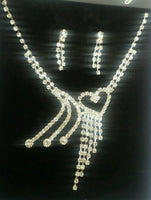 Elegant and stylish bollywood silver plated stunning diamante heart necklace