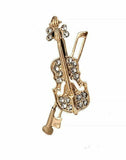 Stunning vintage look gold plated violin music celebrity brooch broach pin e3