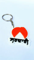 Sikh punjabi word sardari singh pagari kesari orange turban key ring key chain
