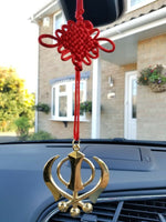 Singh kaur punjabi sikh gold plated khanda pendant car rear mirror hanging a6