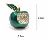 Stunning vintage look gold plated green apple designer brooch broach pin b50