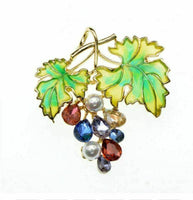 Vintage look gold plated grapes bunch brooch suit coat broach pin collar z33