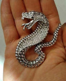 Stunning vintage look silver plated cobra snake design brooch broach pin b48od