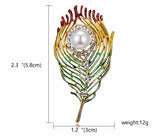Christmas new year stunning diamonte gold plated feather brooch pin broach a2