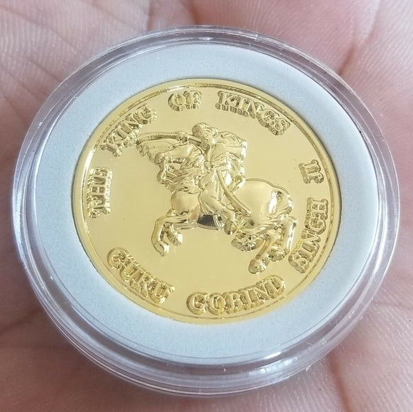 Gold tone sikh the king of kings guru gobind singh ji khalsa 1699 token 3d coin