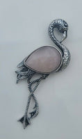 Crane brooch silver plated high end design celebrity broach vintage look pin a6