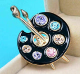 Vintage look gold plated stunning draw palette brooch suit coat broach pin b49l