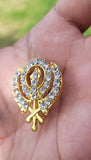 Khanda brooch gold plated stunning diamonte sikh king pin singh kaur broach k59
