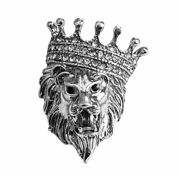 Stunning vintage look silver plated retro lion king celebrity brooch broach pin