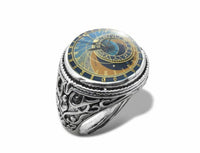 Silver plated good luck charm evil eye protection ring prague astronomical clock