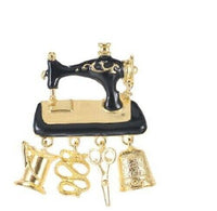 Vintage look gold plated sewing machine brooch suit coat broach collar pin b19