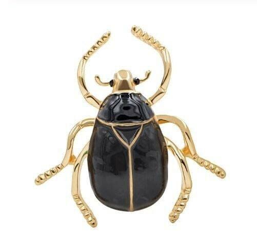 Vintage look gold plated black beetle brooch suit coat broach collar pin gift b1
