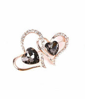 Vintage look gold rose plated stones heart brooch suit coat broach cake pin z1