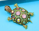 Turtle brooch celebrity good luck pin vintage look gold plated queen broach i40
