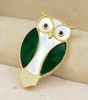 Vintage look gold plated stunning owl brooch suit coat broach collar pin b49j
