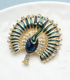 Peacock brooch gold plated broach colourful stones celebrity design queen pin s3