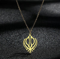 Stainless steel khanda sikh singh kaur gold or silver tone pendant chain s20 new