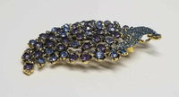 Peacock brooch blue purple vintage look celebrity broach gold plated pin ggg94