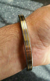 Stunning stainless steel two brass lines smooth plain gold affect sikh kara zz5