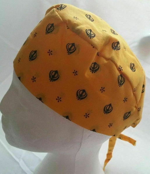 Sikh punjabi kesari orange kids baby patka pathka khandas bandana head wrap gear
