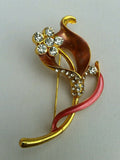 Stunning diamonte gold plated open lily flower brooch broach cake pin for suits