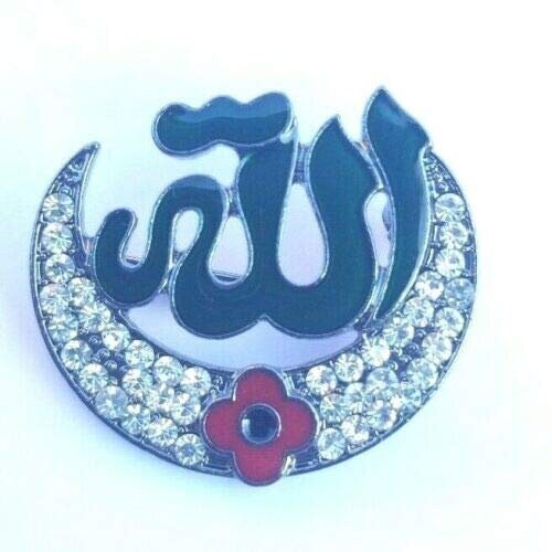 Onlinesikhstore stunning diamonte black colour war remembrance day poppy allah muslim brooch pin