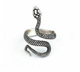 Evil eye protection amulet silver plated snake hindu lucky ring adjustable z26