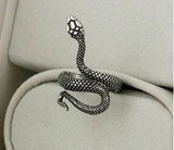Evil eye protection amulet silver plated snake hindu lucky ring adjustable z26