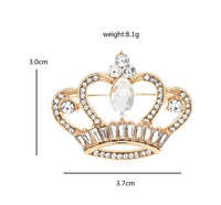 King crown brooch gold silver plated stunning diamonte celebrity queen pin u23