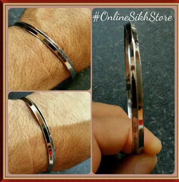 Sikh kara ridged edge chrome plated iron singh khalsa bangle kada new bracelet z