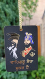 Sikh Guru Gobind Nanak Dev Car Mirror HANGER Punjabi Singh Kaur Wood Pendant GG7