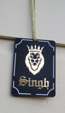 Lion Singh Car Mirror HANGER Rabb Sukh Rakhe Bebe Bapu Punjabi Wood Pendant GG10