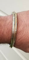 Sikh stainless steel kara smooth 3 brass lines collar kada singh kaur bangle b13