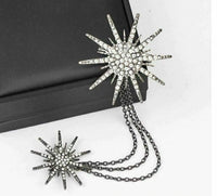 Stunning silver plated vintage look authentic star collar chain brooch pin z31