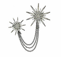 Stunning silver plated vintage look authentic star collar chain brooch pin z31