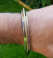 Stainless steel ridged golden edge sikh singh kaur khalsa kara kada bracelet l5