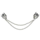 Stunning silver plated vintage look authentic wolf collar chain brooch pin b49z