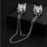 Stunning silver plated vintage look authentic wolf collar chain brooch pin b49z