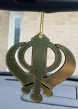 Gold mirror punjabi sikh extra large khanda stunning pendant car rear mirror