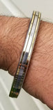 Sikh kara stainless steel brass lines smooth flat kada singh kaur bangle gift v6