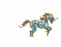 Stunning vintage look gold plated unicorn horse celebrity brooch broach pin f21