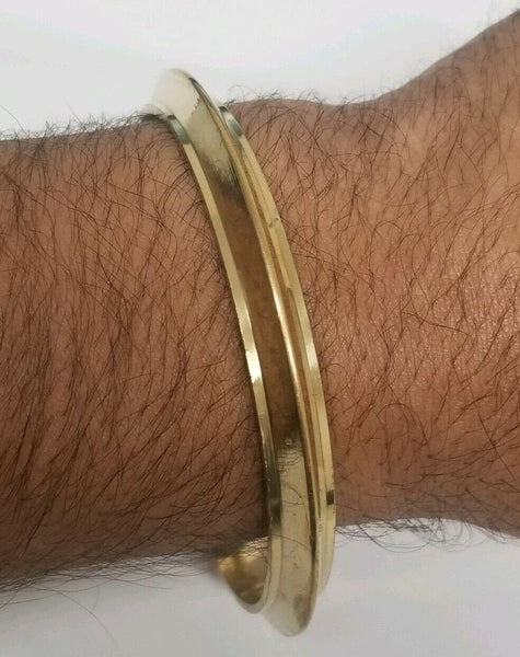 Pure brass 22ct gold look smooth collar sikh singh kaur khalsa kara bangle k8