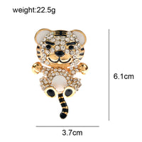 Stunning tiger teddy brooch vintage look broach diamonte gold plated pin jjj57