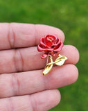 Rose flower brooch celebrity valentines day pin vintage look queen broach s16