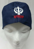 Sikh punjabi turban patka pathka singh khanda bandana head wrap dark blue colour