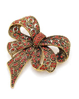 Bow brooch gold or silver plated stunning diamonte designer celebrity pin u9 new